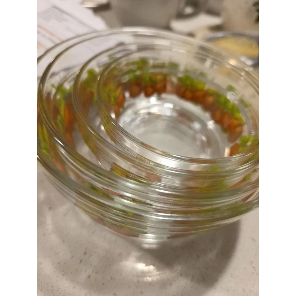 Vintage  Glass Nesting Bowls Set Of 4 Apple Design